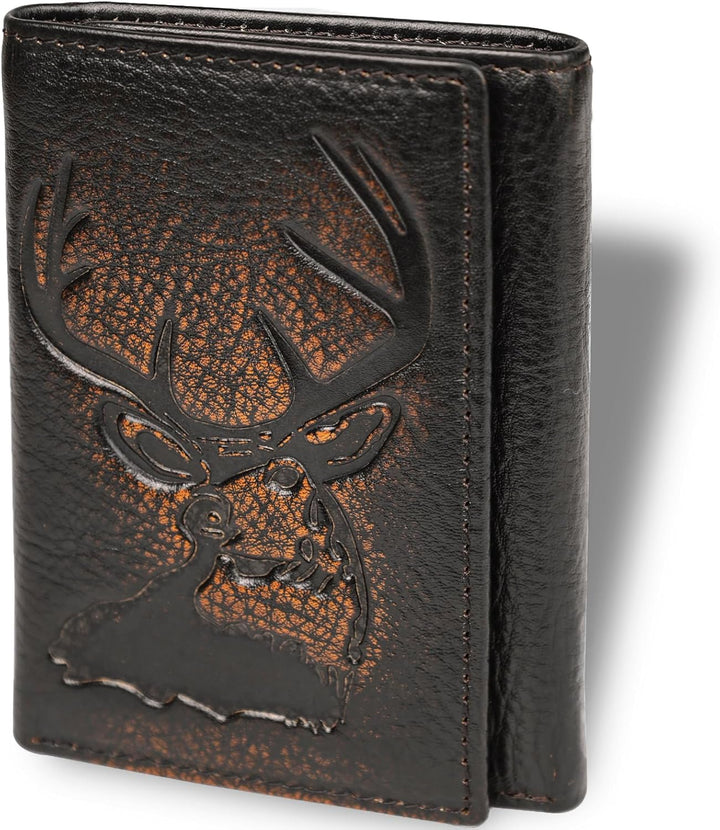 Carteras trifold DK86 para hombre de cuero genuino con bloqueo RFID...
