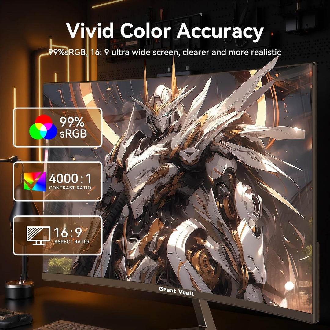 Great voell - Monitor curvo de juegos de 24 pulgadas, 180Hz FHD 108...