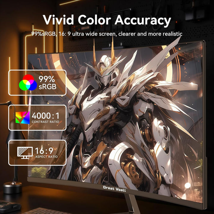 Great voell - Monitor curvo de juegos de 24 pulgadas, 180Hz FHD 108...