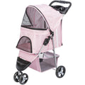 Trixie Cochecito plegable para mascotas para gatos y perros, carrito transportador de mascotas con cubierta climática, cesta de almacenamiento, soporte para tazas, rosa