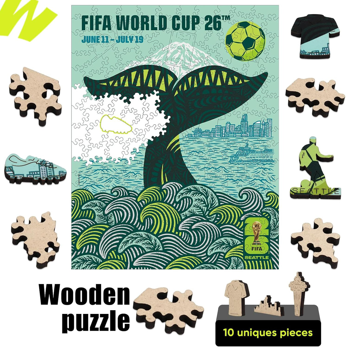 Copa Mundial de la FIFA 2026 200 piezas rompecabezas de madera Seattle City