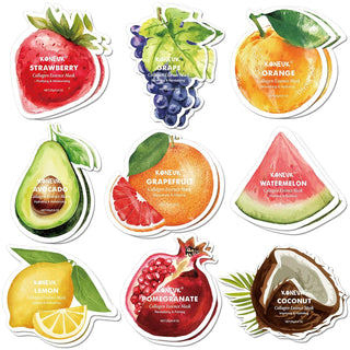KONEUK Paquete de 18 mascarillas faciales con forma de fruta, cuida...