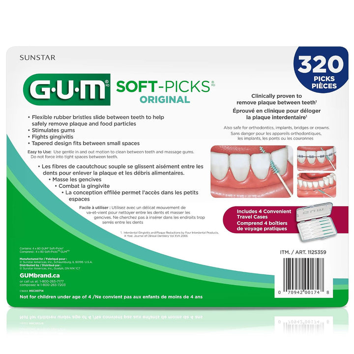 GUM Soft-Picks Original, púas dentales fáciles de usar para limpiez...
