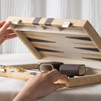 Juegos de backgammon de 15 pulgadas para adultos, tablero clásico de backgammon con dados de damas únicos, exterior de piel sintética e interior de terciopelo, juego de viaje de backgammon portátil (marrón)