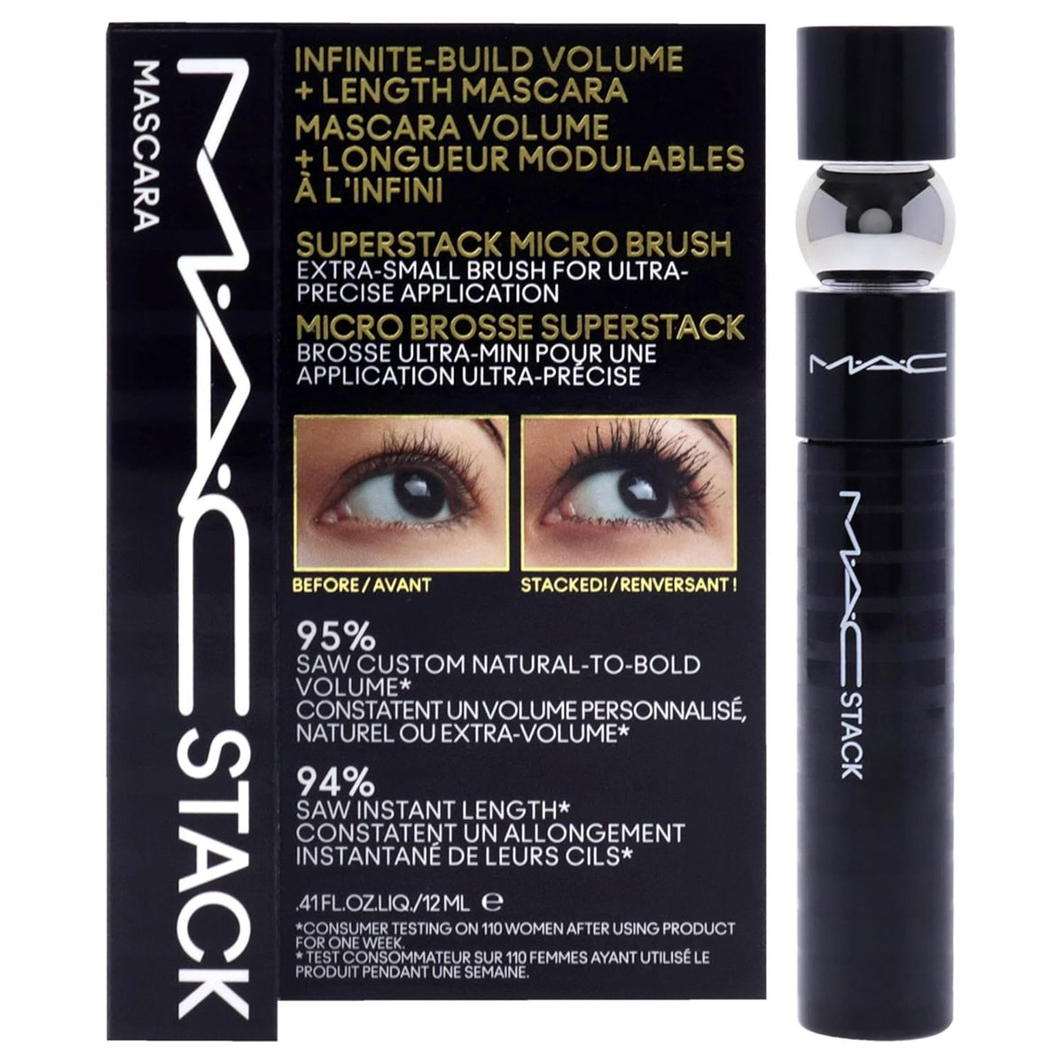MAC MAC Stack - Máscara de pestañas Superstack Micro Brush para muj...