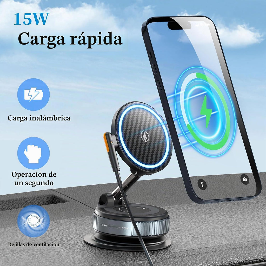 PlusAcc Soporte para teléfono de coche, soporte magnético al vacío para