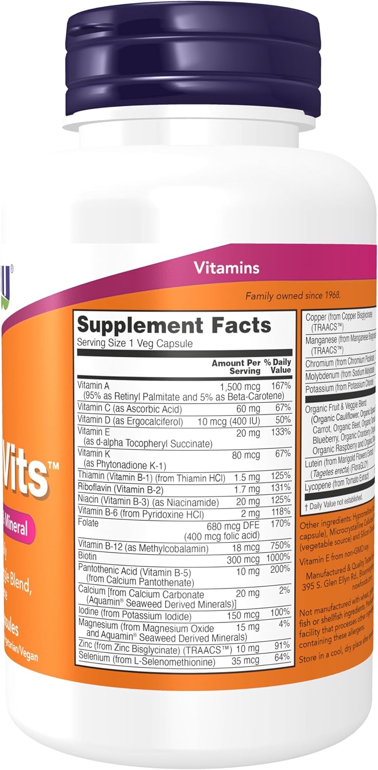 NOW Foods Suplementos, Daily Vits™ con mezcla de frutas y verduras,...