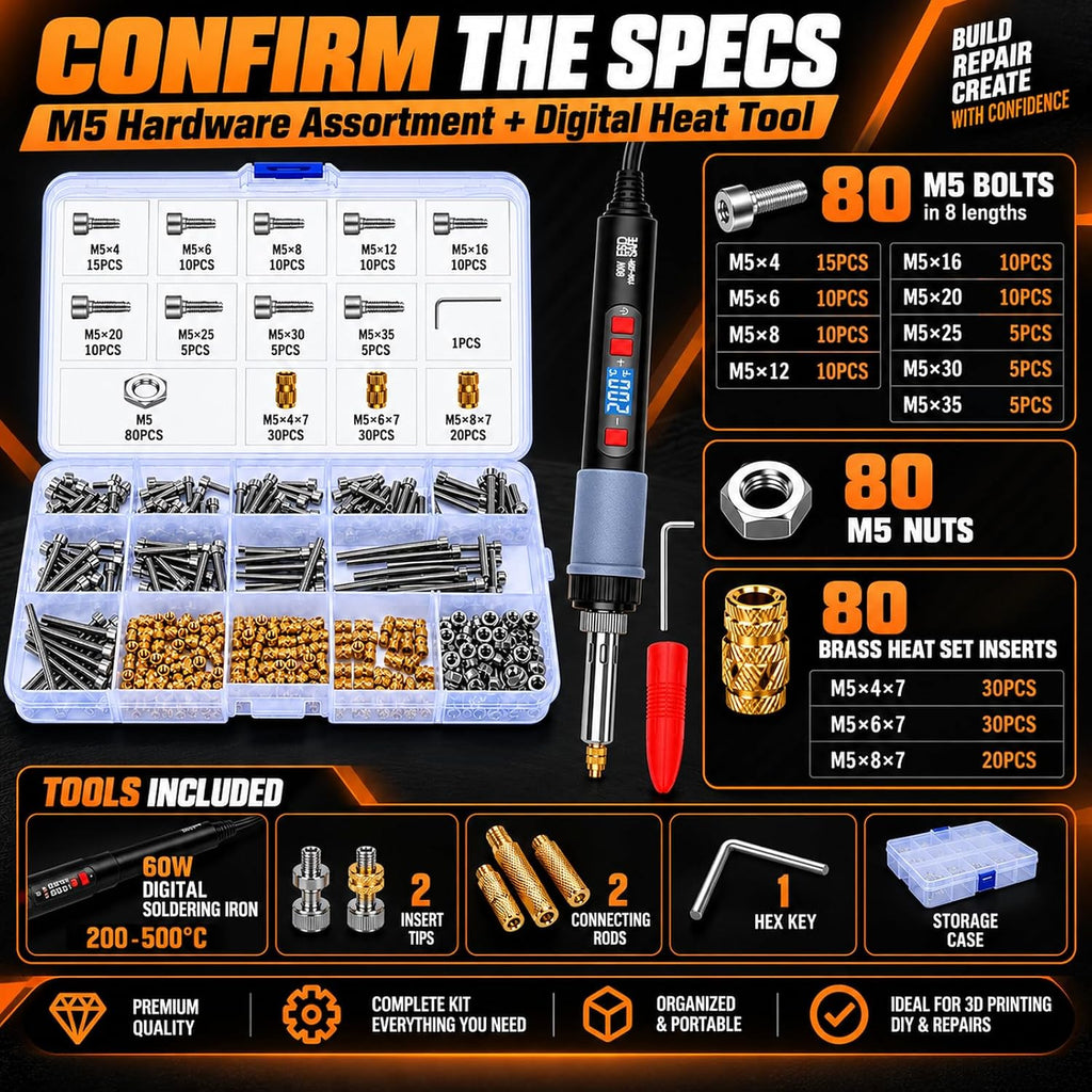 Kit de inserción de calor para impresión 3D, kit de inserción roscada para