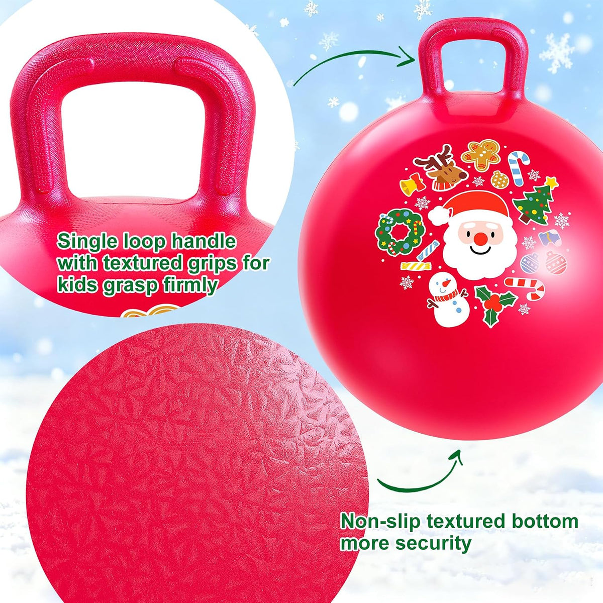 Paquete de 2 18 bolas de tolva, juego de bolas hinchables rojas de nube y Papá Noel con asa, bomba y pinzas para el cabello, juguetes inflables para niños de 3 a 8 años
