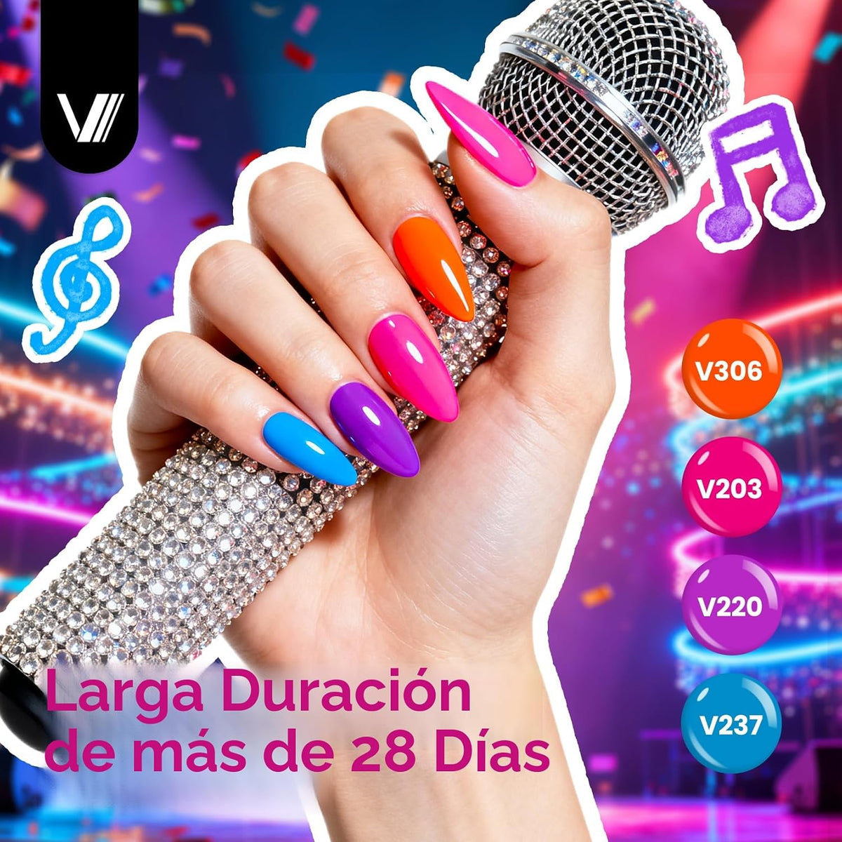 VANREESA Juego de 24 esmaltes de uñas de gel de neón, colores brill...