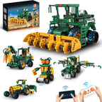 5 en 1 conjunto de kits de construcción de juguetes de robot STEM para niños de 6 a 14 años, aplicación y control remoto STEM cosechadora/carro de arado/camión de agua conjunto de construcción de