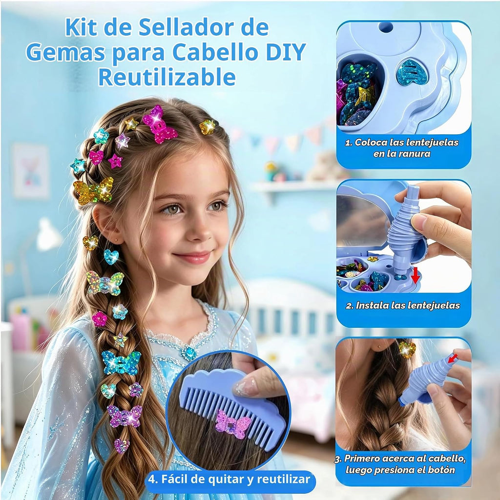AOSITE Hair Bedazzler para niñas de 3 a 12 años, juguete de gemas para el