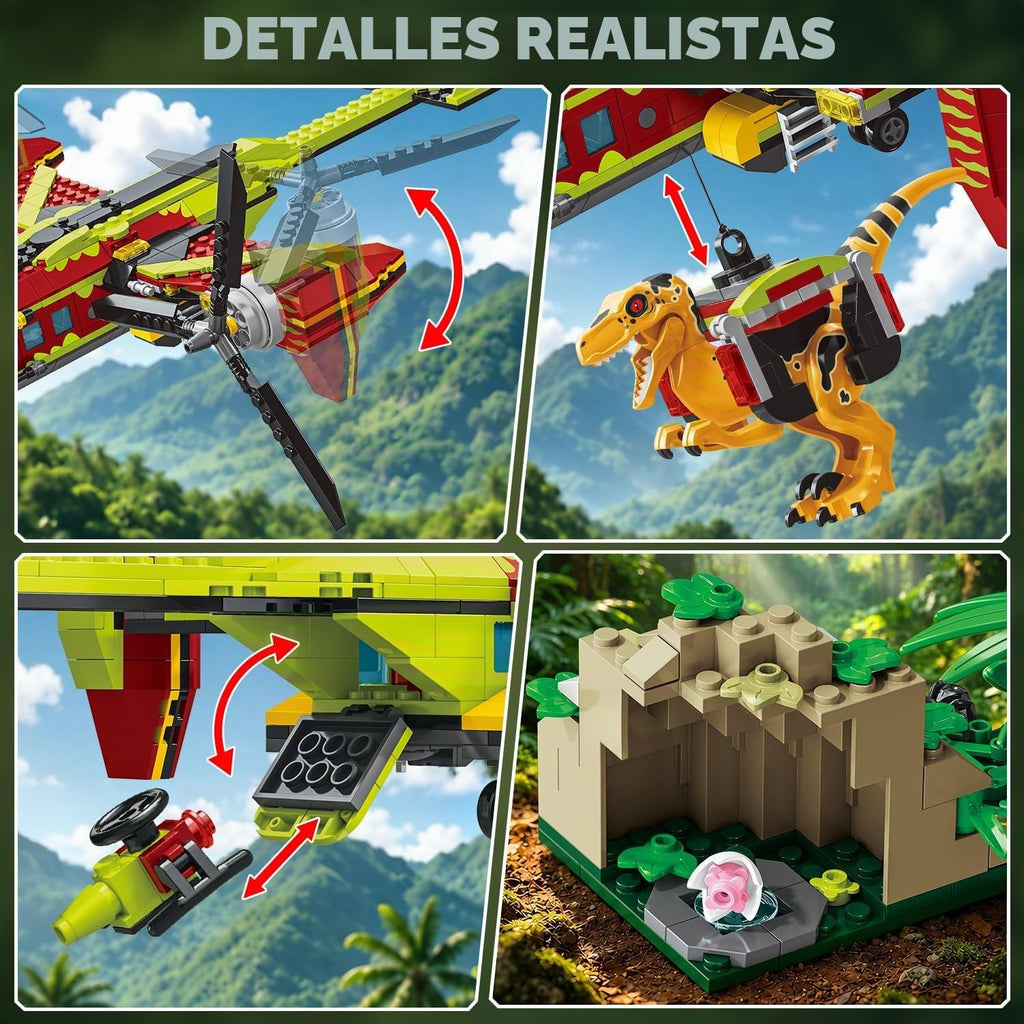 HOGOKIDS Juego de juguetes de construcción de aviones 3 en 1 con dinosaurio