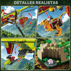 HOGOKIDS Juego de juguetes de construcción de aviones 3 en 1 con dinosaurio