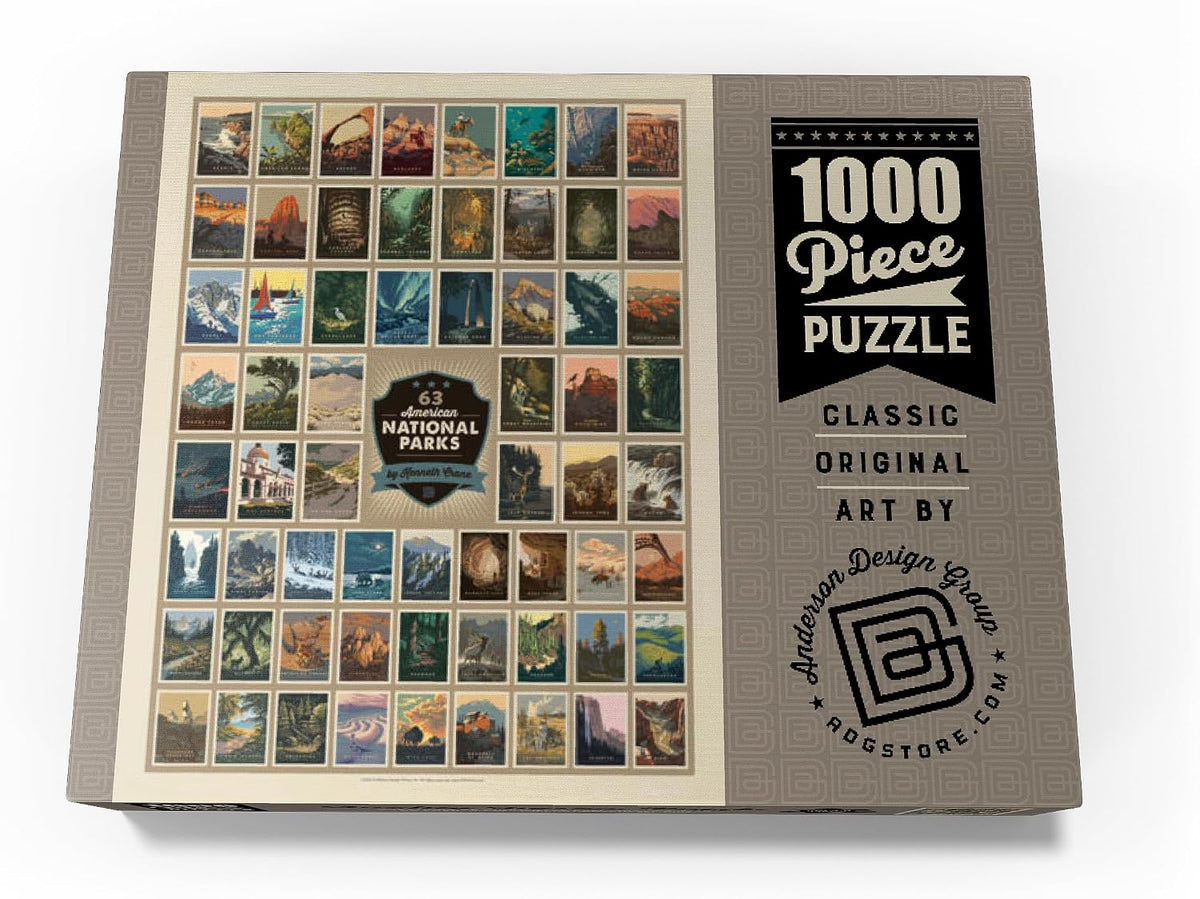 MyPuzzle 63 American National Parks: By Kenneth Crane, póster vintage, rompecabezas premium de 1000 piezas para adultos