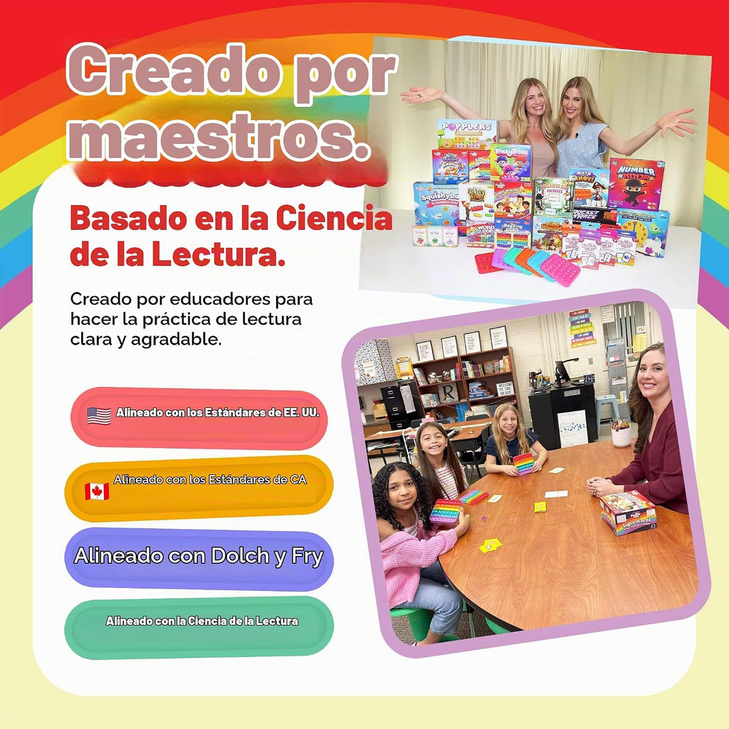 Juego de palabras visuales, tarjetas de lectura y juguetes para ansiedad