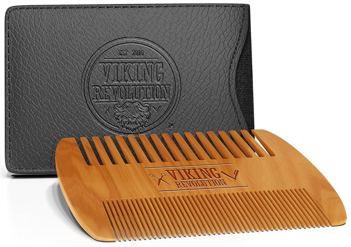 BEST DEAL peine de madera para barba y estuche, acción dual, diente...