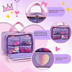 Funda de transporte compatible con muñecas Barbie de 12 pulgadas/6 pulgadas, organizador todo en uno con capacidad para 6-12 muñecas y accesorios, funda de viaje grande para muñecas con asa, solo bolsa (morado)