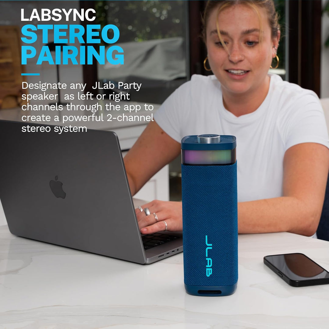 JLab, JBuds Party Altavoz Bluetooth portátil, impermeable, iluminac...