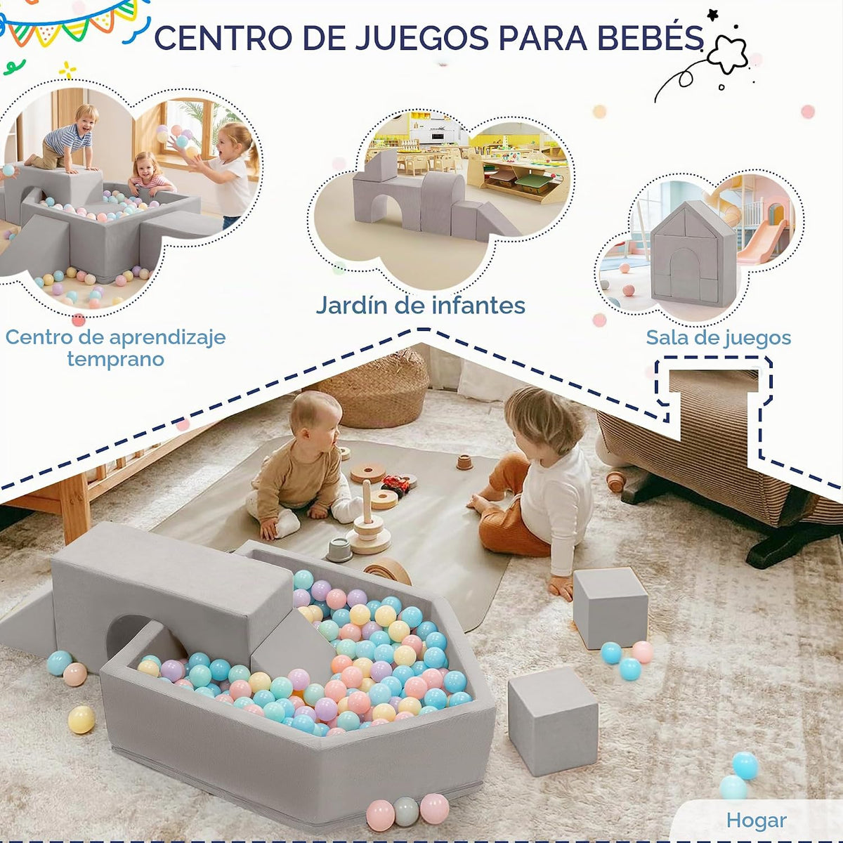 Juguetes de escalada para niños pequeños con hoyo de pelotas, 7 piezas de bloques de escalada de espuma para bebés con piscina de bolas, juego suave de actividades de escalada para niños