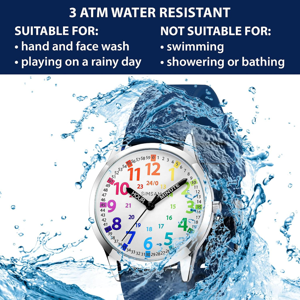 Reloj Analógico para Niños, Reloj de Aprendizaje para Niños de 8-12 años, Relojes a prueba de agua con Enseñanza de la Hora para Niños de 5-7, 6-8, Fácil de leer, Relojes Educativos para Niñas de 8-12, Gran Regalo para Niños y Niñas de 4-12 años, a Prueba
