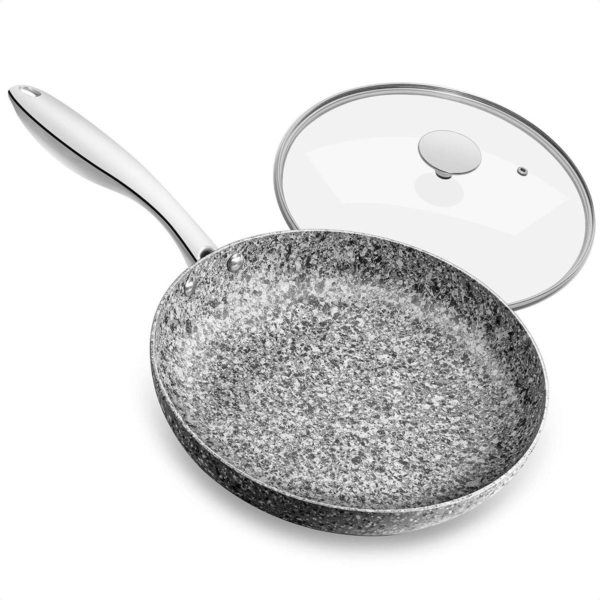 Sartén de granito para freír, gris, de 8' & 10' & 11 & 12 pulgadas.