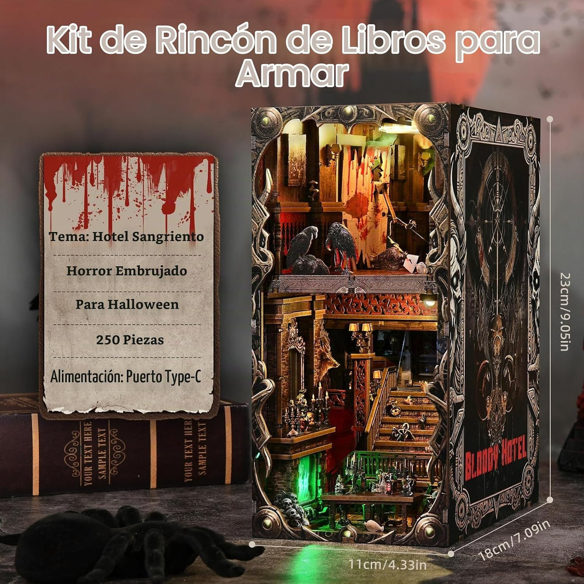 Kit de Rincón de Libros, Kits de Rincón de Libros para Adultos DIY Construcción de Modelo Booknook, Rompecabezas de Madera 3D DIY Soporte para Libros Booknook Inserto de Estantería Kit de Casa