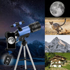 Telescopio para niños, telescopios de apertura de 2.756 in para adultos (15X-150X) con óptica FMC, telescopio refractor astronómico de 11.811 in para principiantes con adaptador de teléfono