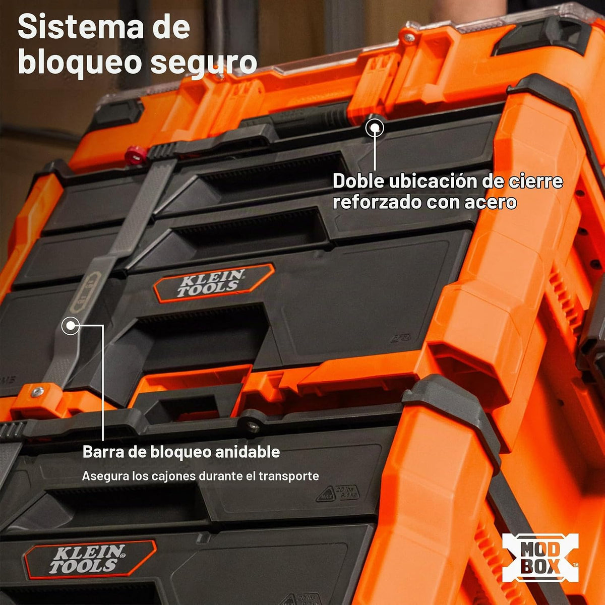 Klein Tools 54723MB MODbox Caja modular de tres gavetas de profundidad múltiple