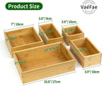 VaeFae Juego de 5 organizadores de cajones de bambú, caja organizadora de 5 tamaños, contenedores de almacenamiento para cocina, baño, oficina, dormitorio y sala de estar