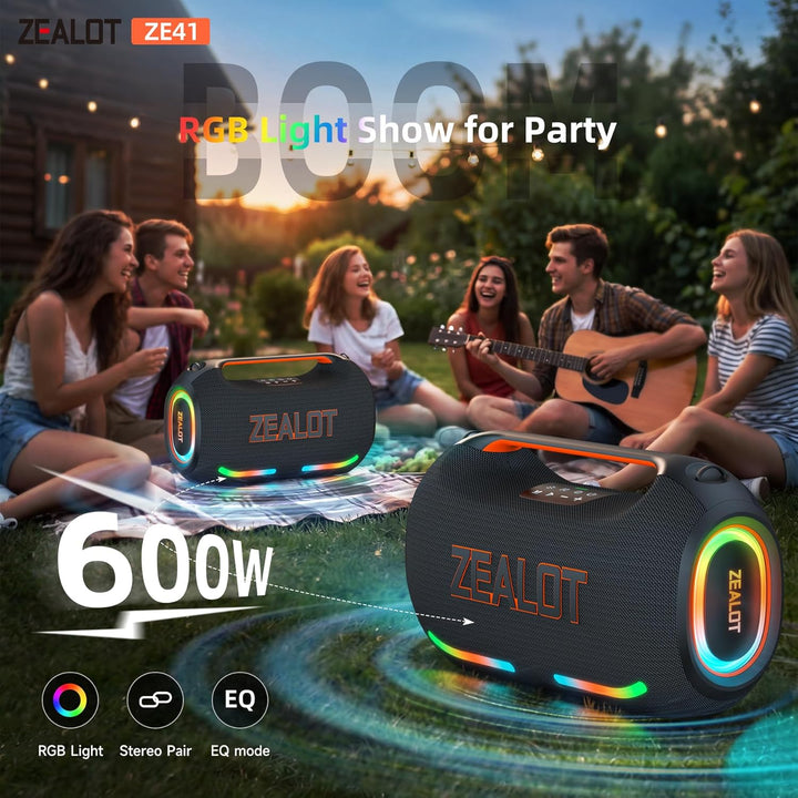 ZEALOT Altavoz Bluetooth portátil ruidoso, actualización de 350 W M...
