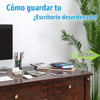 Organizador de escritorio de piel, bandeja de 3 niveles apilable para suministros de oficina, papel, archivo, revista, organización perfecta para oficina para escritorio (marrón-3 niveles)