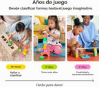 LOVEVERY | El Juego de Bloques | Bloques de Construcción de Madera Maciza y Formas + Caja de Almacenamiento de Madera, 70 Piezas, 18 Colores, Más de 20 Actividades, Juego de Bloques para Niños