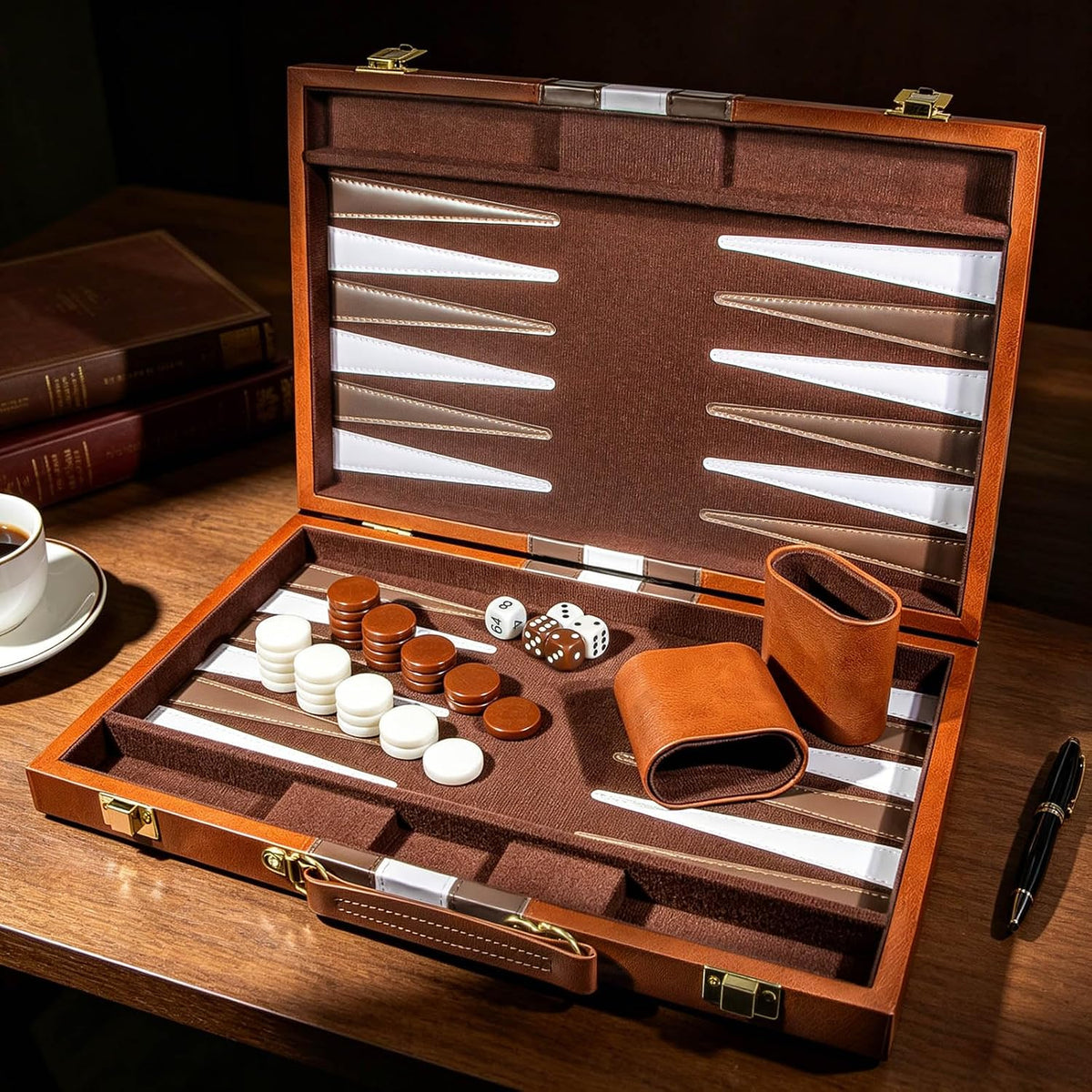 Backgammon Set para adultos, juego de mesa de viaje portátil con funda de
