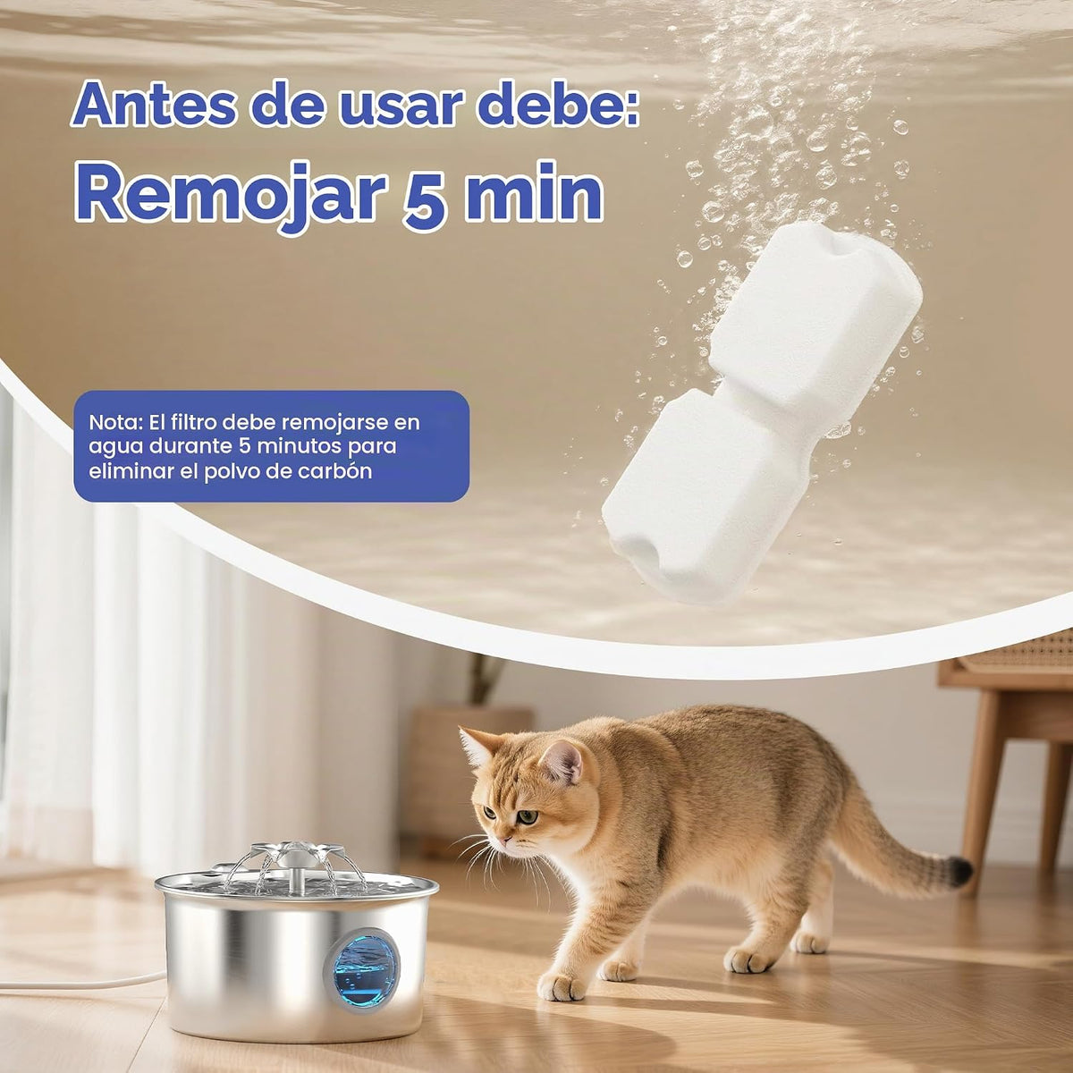 Filtro de fuente oficial para gatos: 12 filtros de carbono y 12 filtros de espuma