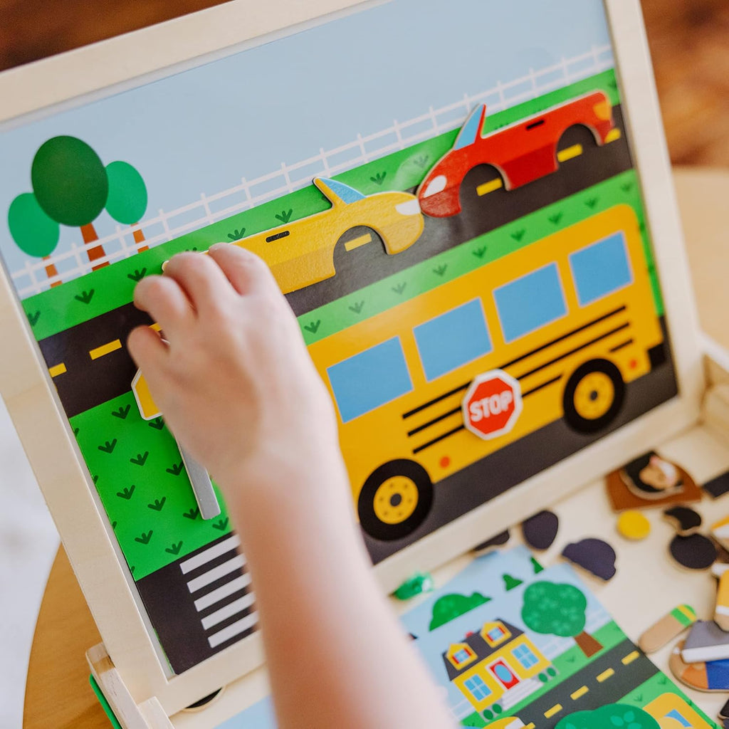 Melissa & Doug - Juego magnético de madera con imágenes, con 119 imanes y tarjetas de escenas complementarias.