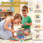Montessori - Juego de mesa de madera para niños de 4 a 6 años, con 48 palos