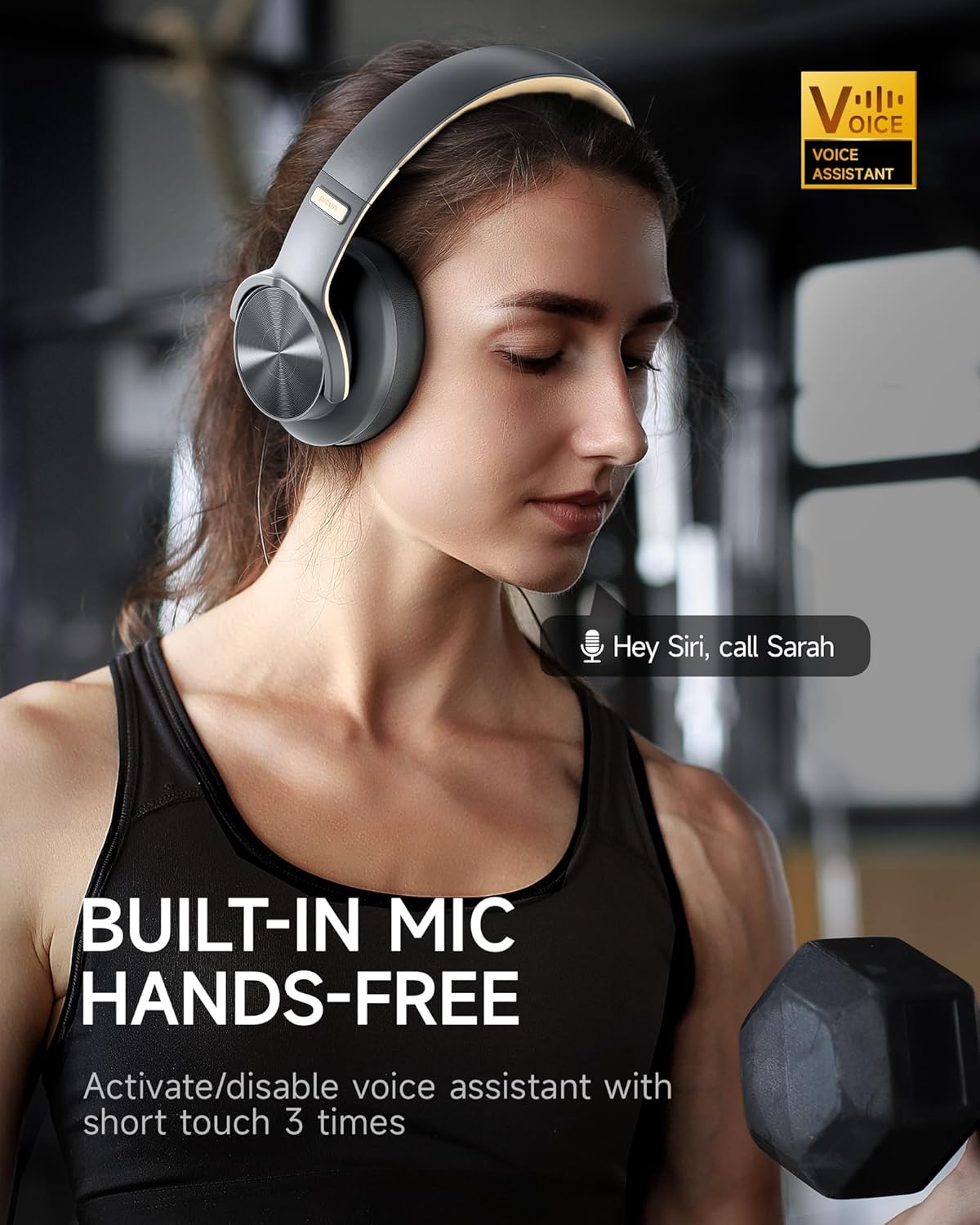 Picun Auriculares Bluetooth inalámbricos B8, tiempo de reproducción, Ceniciento dorado