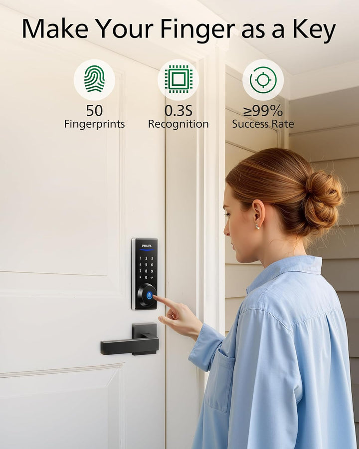 Philips Cerradura de puerta electrónica de huellas dactilares, cerr...