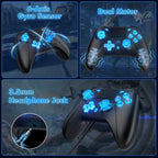 Dinosoo Controlador inalámbrico RGB con luz LED y botones traseros de reasignación, turbo ajustable, adaptador 2.4G para PS5, PC