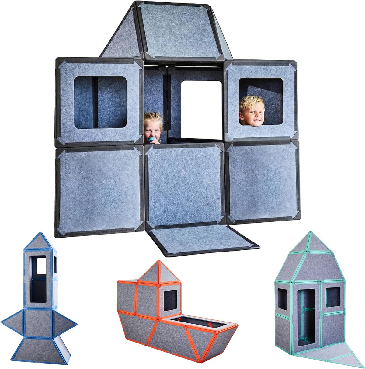 Superspace Paneles de construcción de fuertes magnéticos gigantes, juego grande, 24 paneles, azulejos magnéticos de tamaño real para niños, construye fuertes castillos, cohetes, juguete STEM de 3 a 10