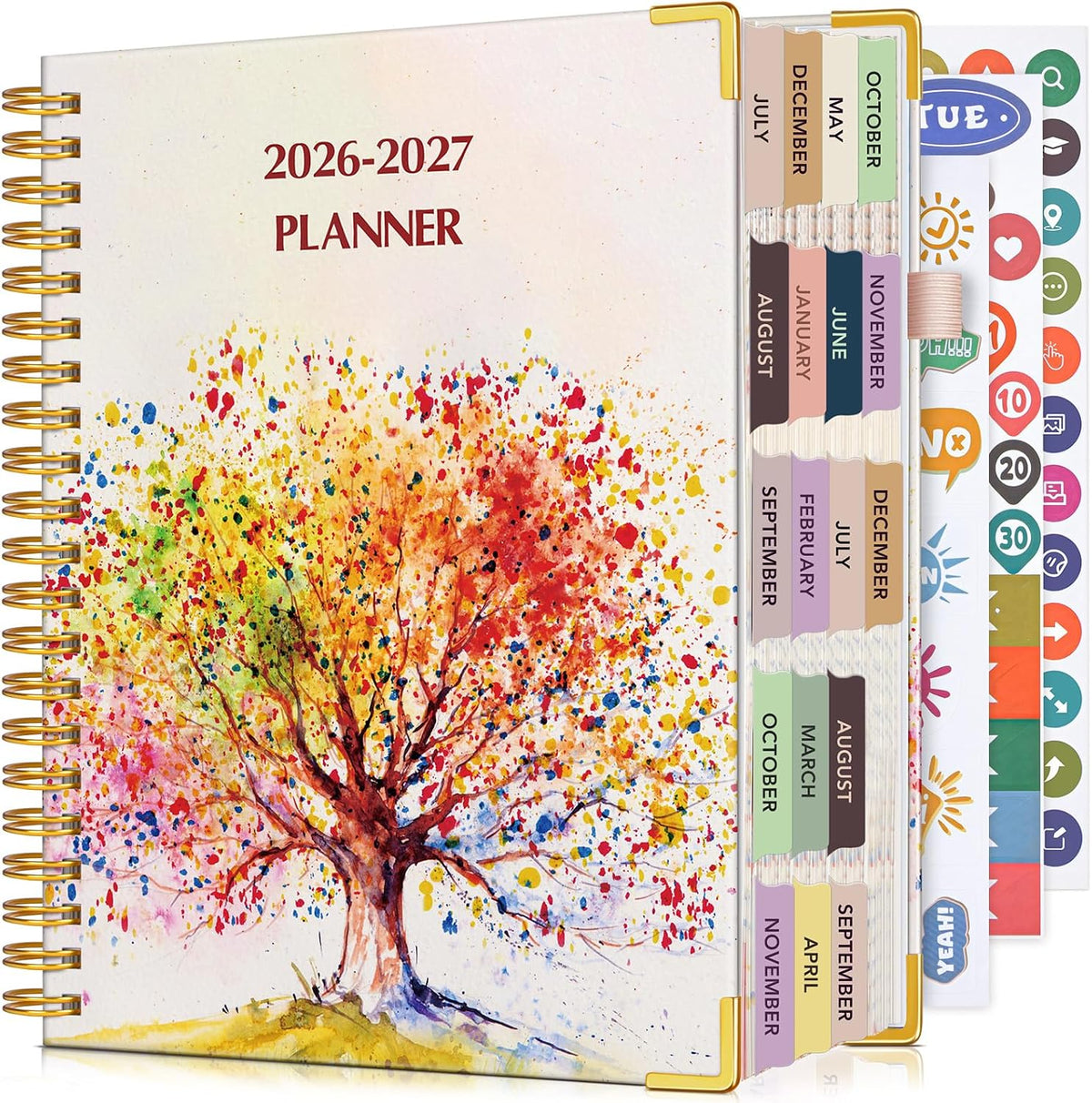 Agenda académica 2026-2027, planificador diario semanal y mensual de 18 meses, desde julio de 2026 a diciembre de 2027, agenda grande A4 de 8.5 x 11 pulgadas, agenda organizadora grande con pestañas