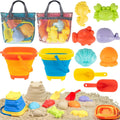 Juguetes de arena de playa para niños con 2 cubos de arena plegables de
