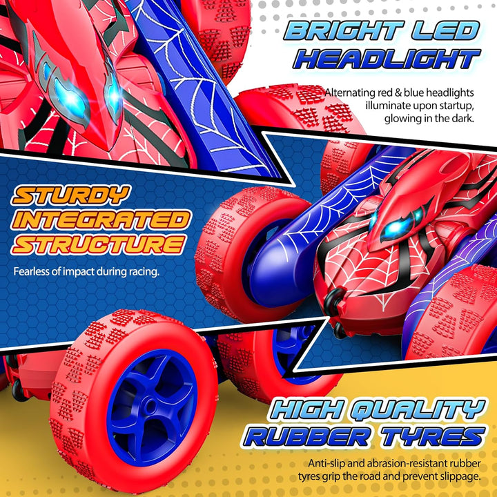 SYOKZEY Spider - Autos a control remoto, doble cara 360° Flip 4WD r...