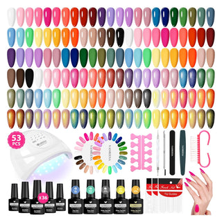 VANREESA Kit de esmalte de uñas de gel con luz UV, 53 piezas, juego...