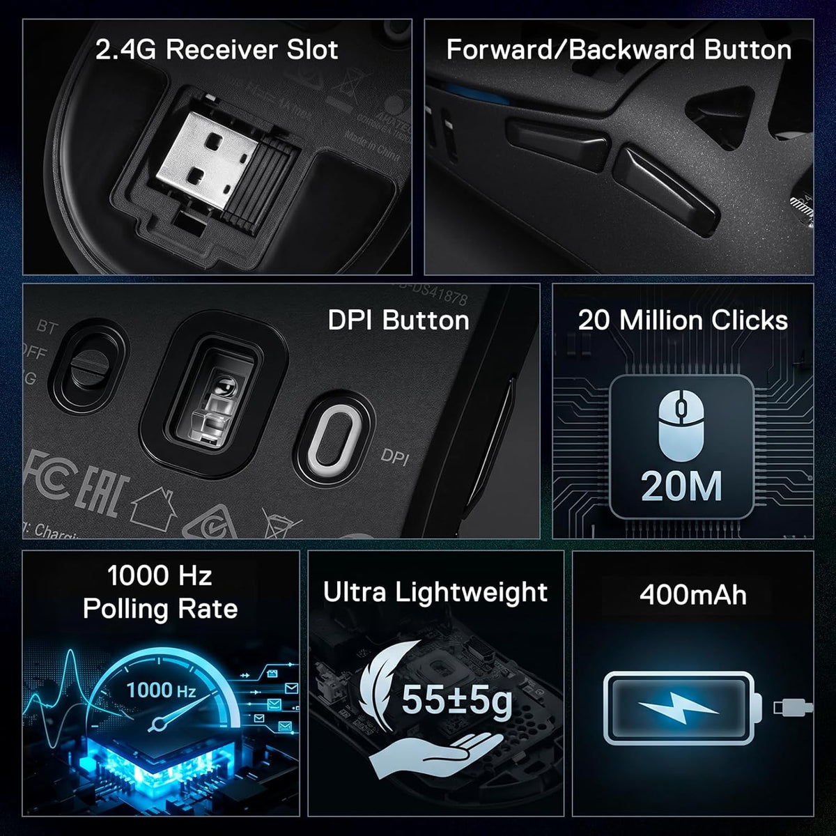 Redragon M997 Ratón inalámbrico para juegos de aleación de magnesio...