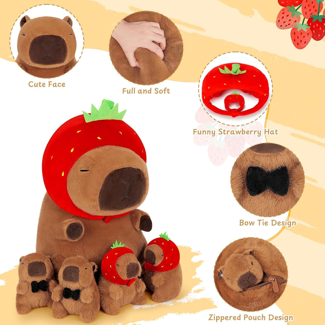 Achwishap Capybara - Juego de 5 peluches de Capybara con mamá y 4 b...