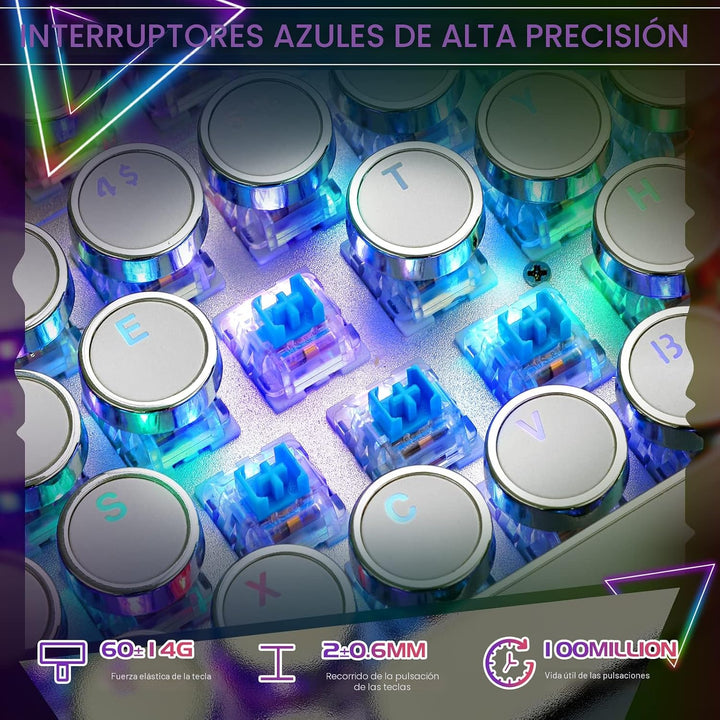 YSCP Teclado mecánico para juegos estilo máquina de escribir, retro...