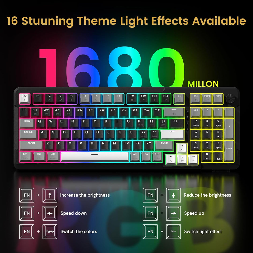 Redragon K742 Teclado Mecánico Inalámbrico para Juegos con Perilla,...