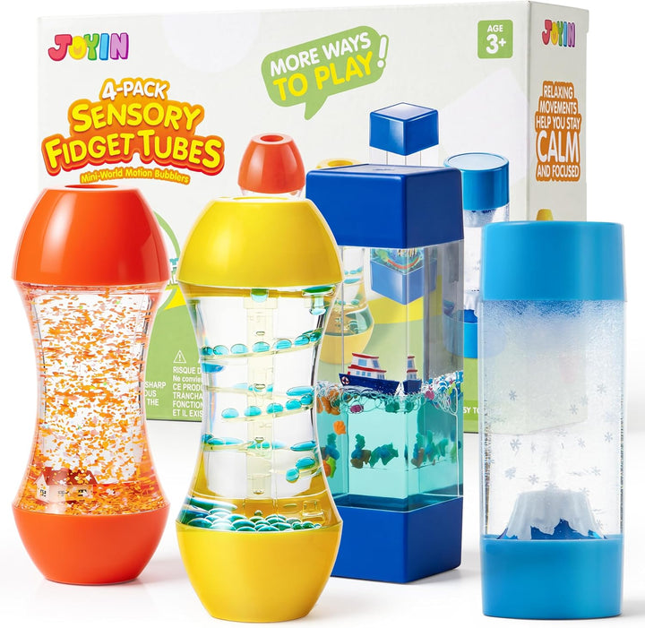 JOYIN Paquete de 4 tubos sensoriales de Mini-World para niños, jugu...